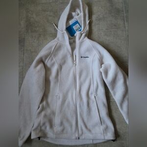 For sale womens white fleece hoodie full zipper Columbia jacket size Small